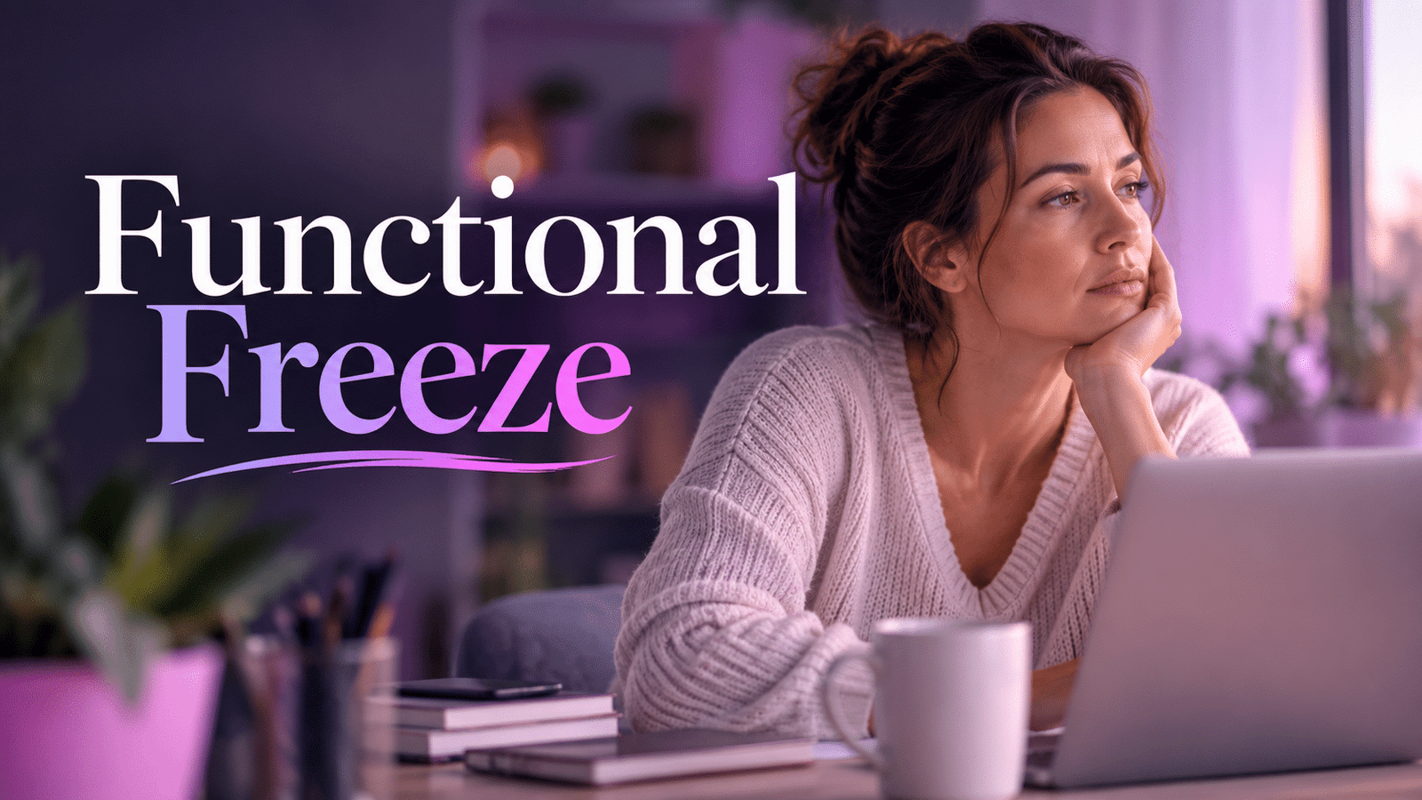 Woman experiencing functional freeze while feeling emotionally numb and disconnected